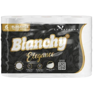 Papel Higiénico Blanchy Elegance Triple Hoja 6 rollos x 33 mts